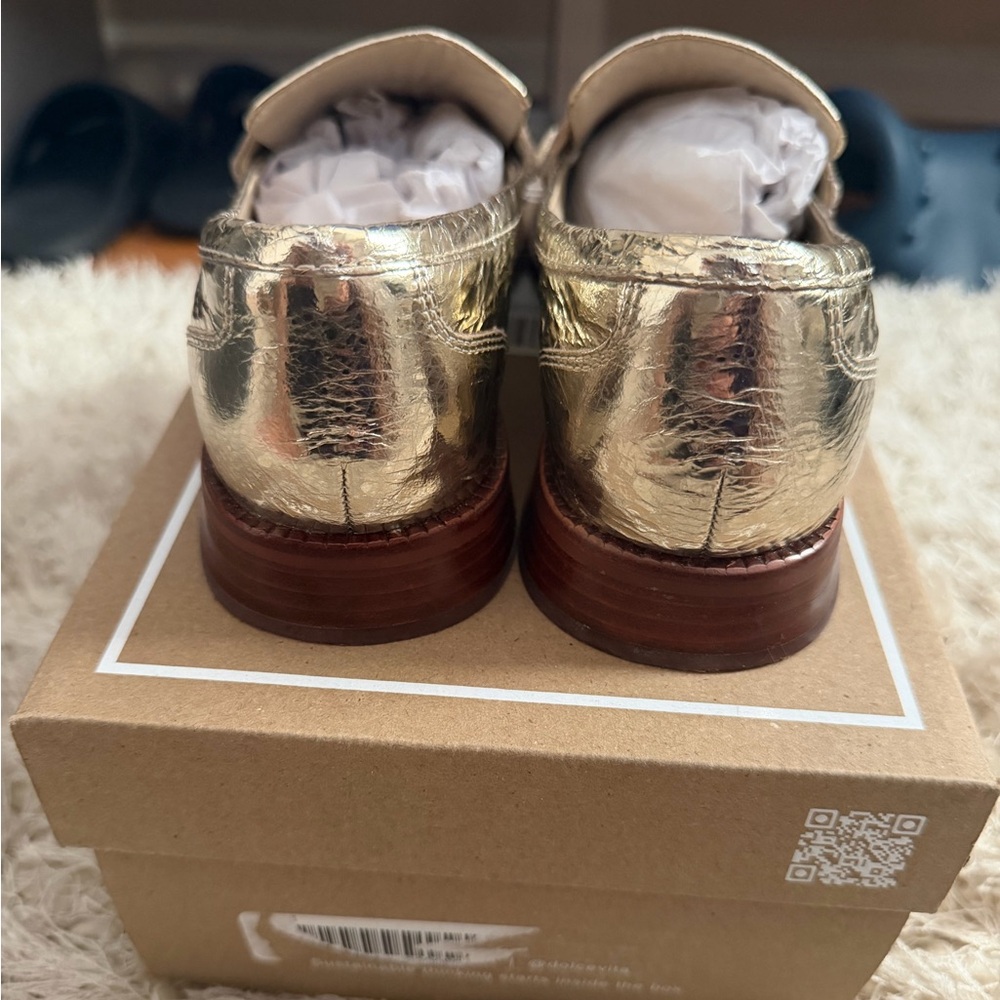 Dolce Vita Metallic Gold Penny Loafers - Shiny Gold Finish - Picture 7 of 8